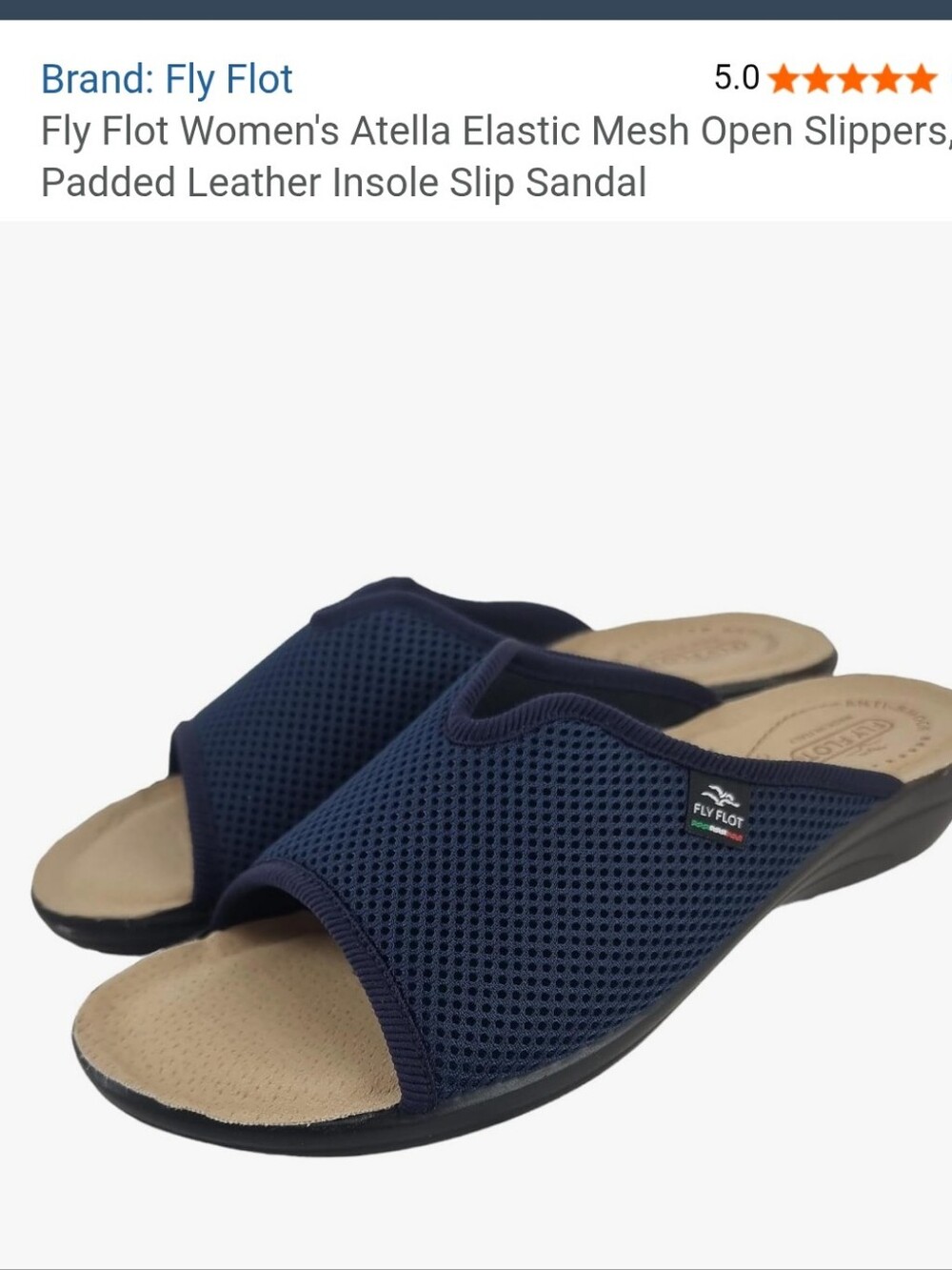 NWOT Fly Flot Atella Elastic Mesh Open Slippers Sz 41(10) Blue Made In Italy